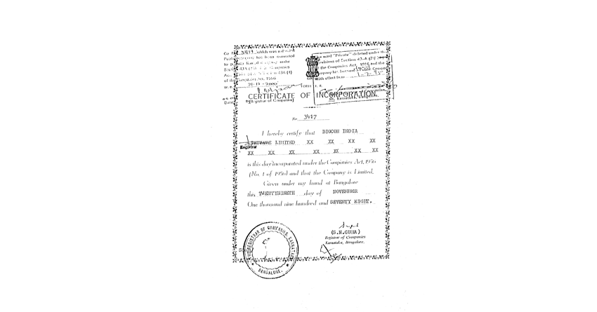 Incorporation certificate 29th November 1978