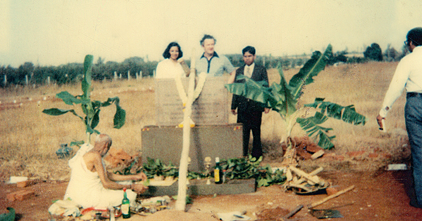 Kiran Mazumdar-Shaw and Les Auchincloss at the foundation laying ceremony for Biocon’s first building on Hosur Road, Bangalore