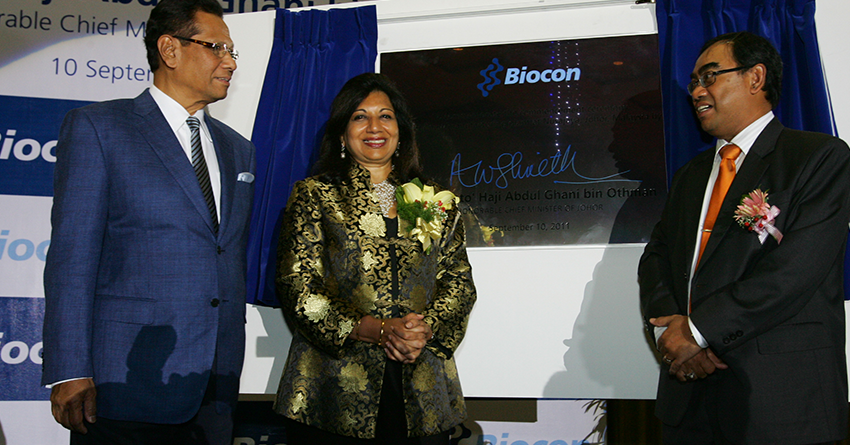 Kiran Mazumdar-Shaw at the unveiling of the plaque commemorating the initiation of the Malaysia insulin facility project