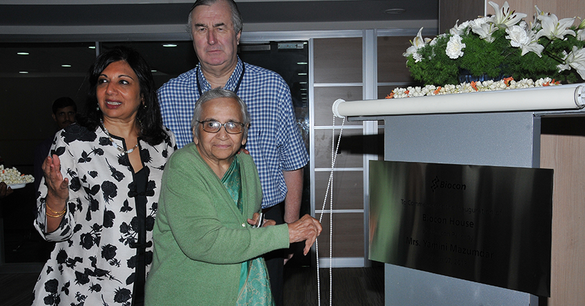 Yamini Mazumdar, Kiran Mazumdar-Shaw and John Shaw at the inauguration of Biocon House