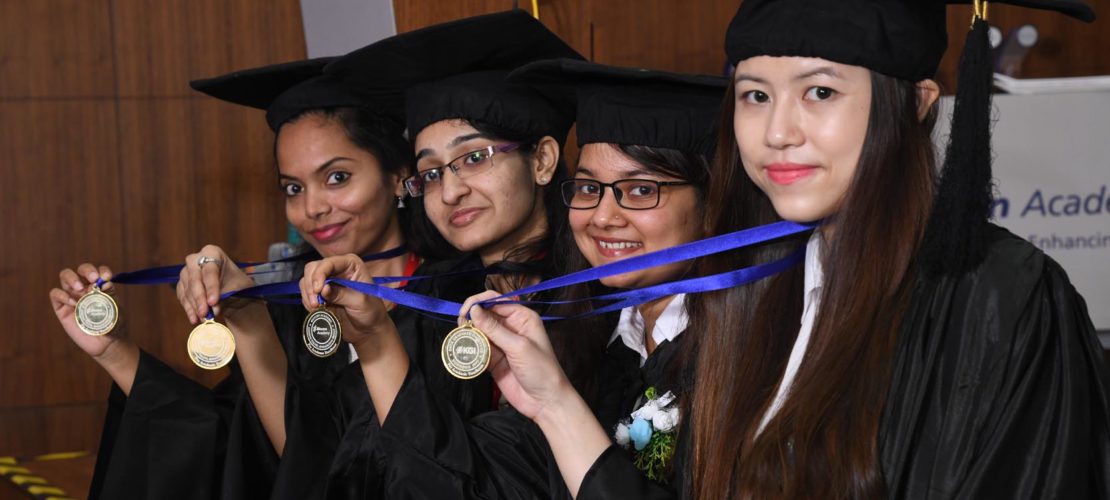 Students during Convocation Ceremony where they are awarded Certificated in Biocon premises in Bengaluru, India
