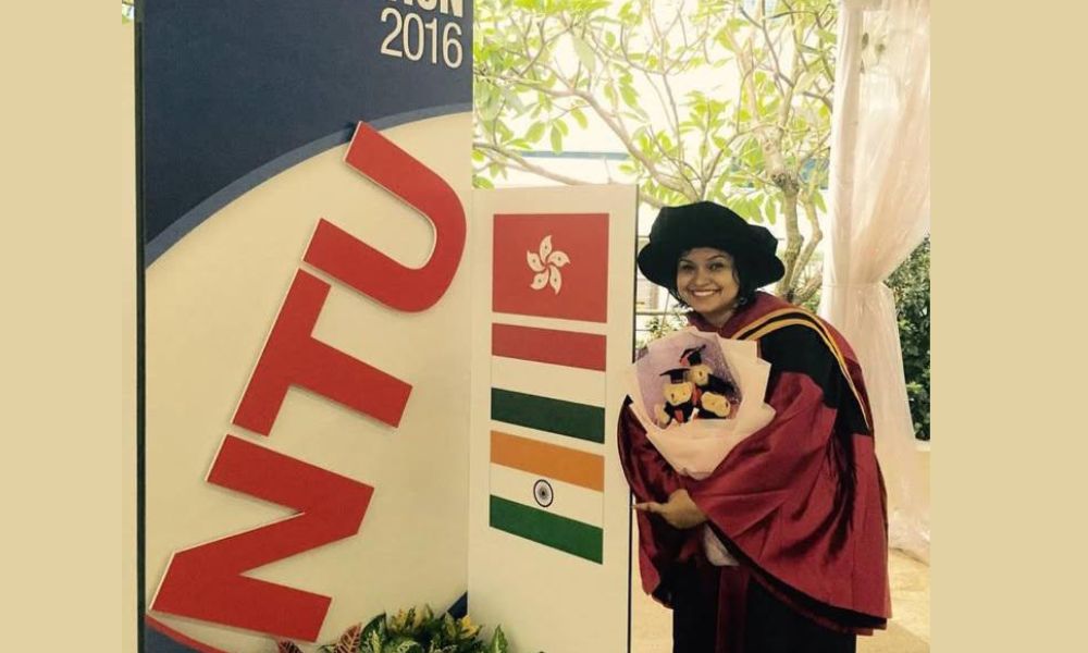 Alolika after her getting her PhD degree from Nanyang Technological University, Singapore.